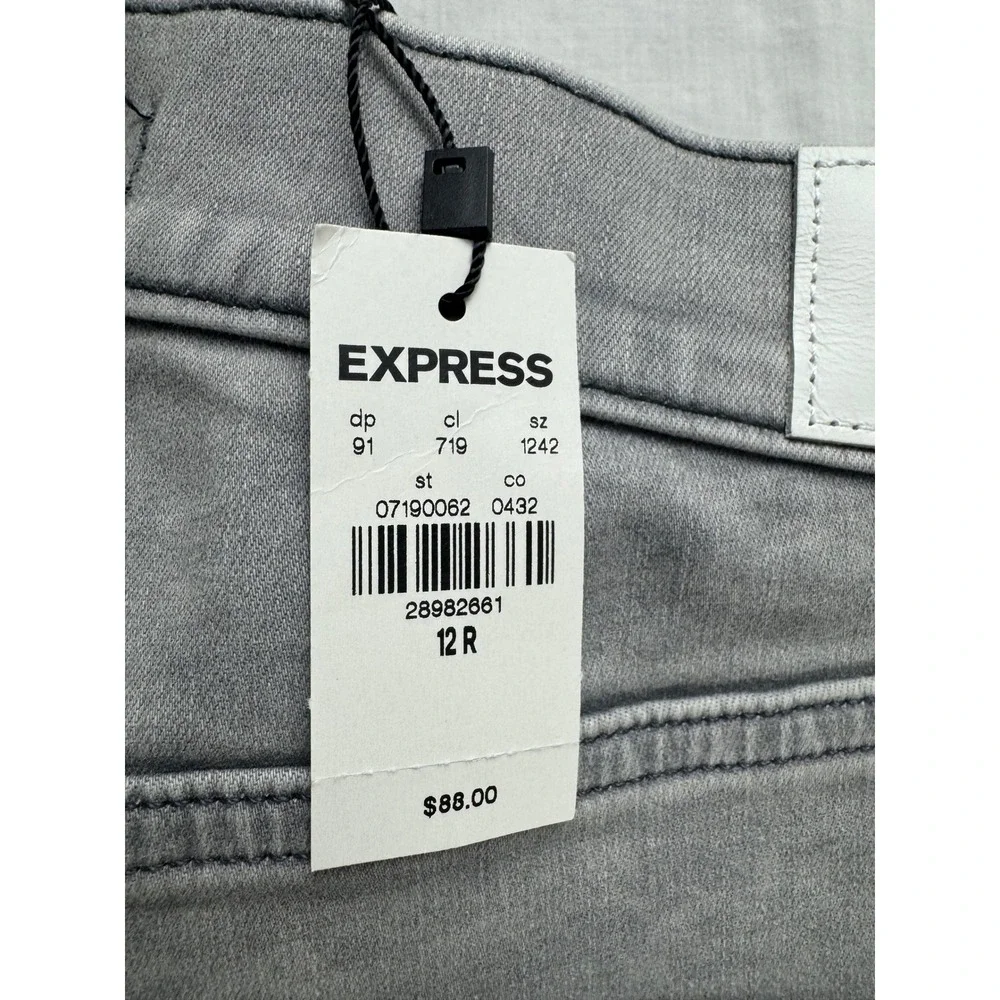 Express Womens High Rise Skinny Distressed Gray Jeans Size 12R NEW - Picture 3 of 16